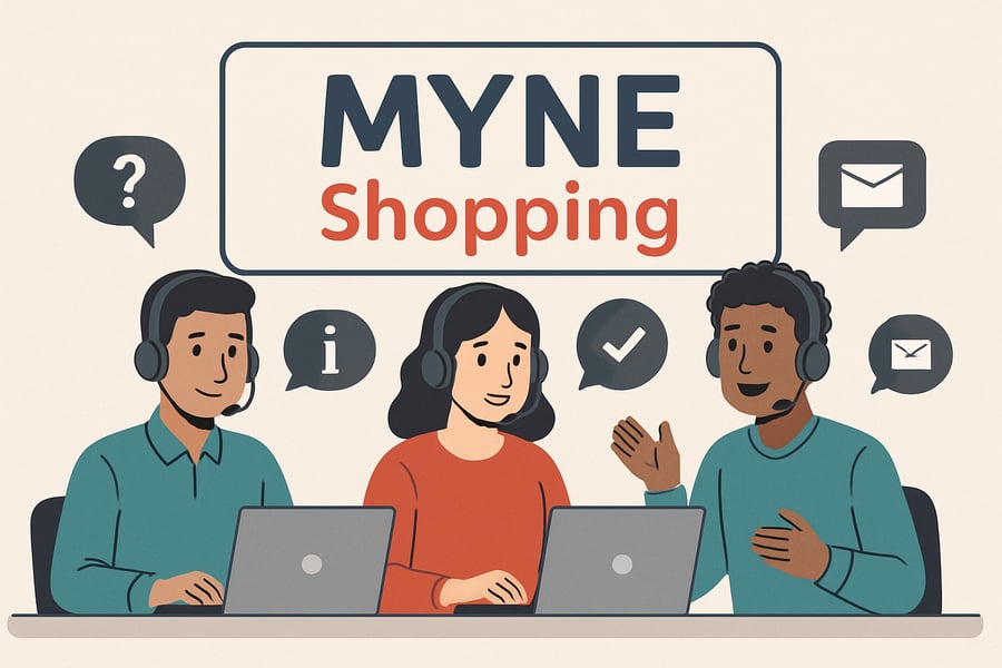 Support team assisting MYNE Shopping users